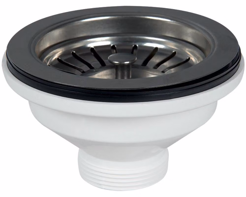 Schläfer 439727 | Piletta di Scarico per Lavabo Bagno Tipo Basket in PVD Nero, Senza Troppo Pieno, con Attacco da 1"1/2 e Foro da Ø 90mm, Pilettone Ø 114mm, Piletta con Vite e Cestello