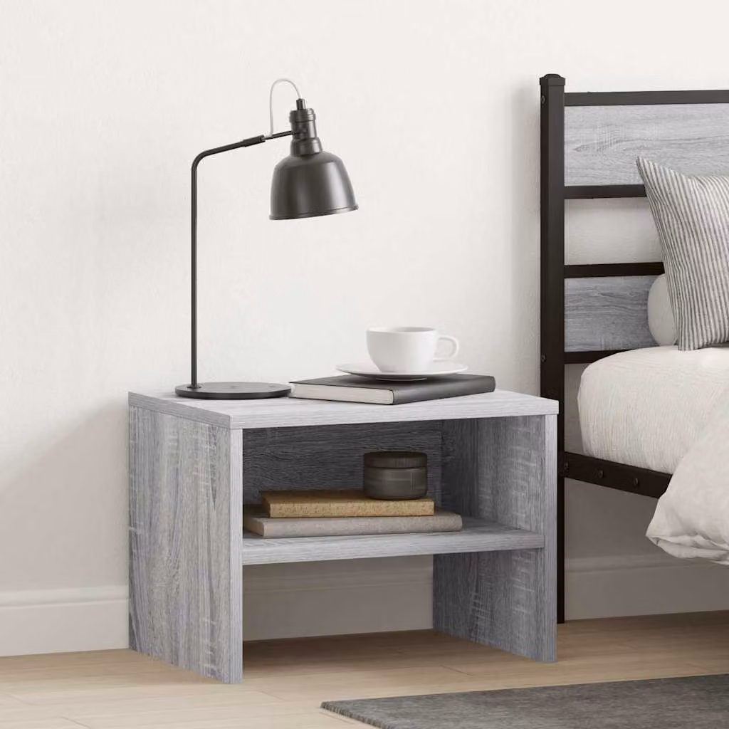 Comodino vidaXL in legno multistrato grigio opaco per camera da letto e soggiorno L 40 cm x P 30 cm x H 30 cm