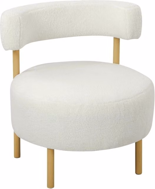 Poltrona relax in poliestere color crema, gambe effetto legno
