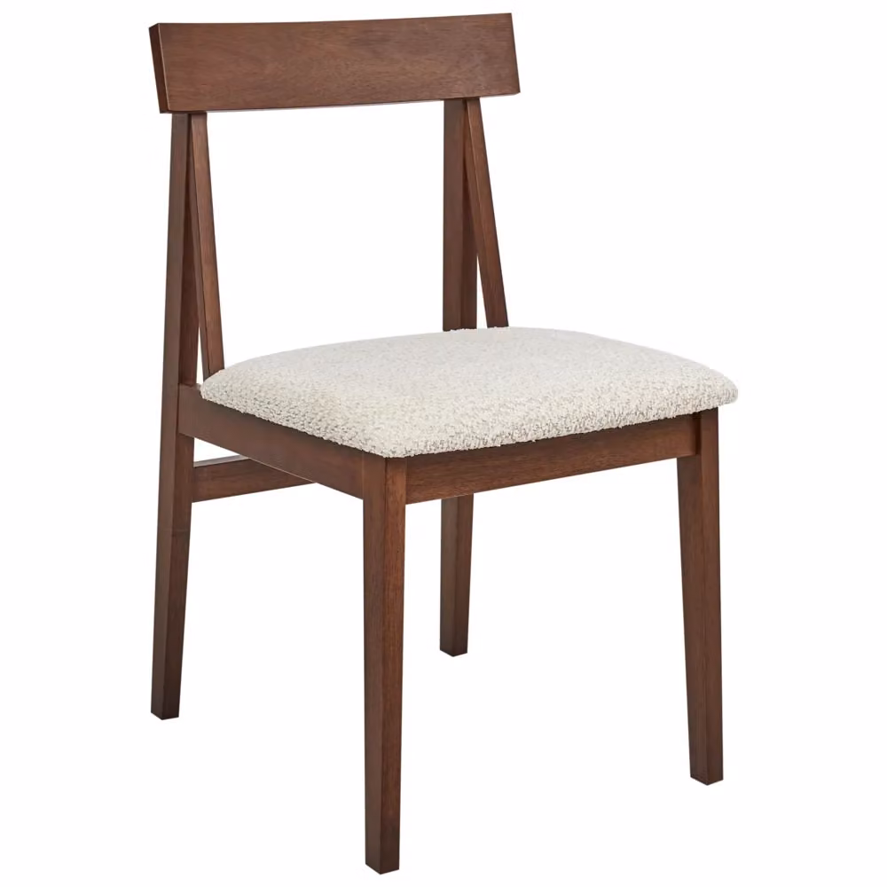 Set di 2 sedie da pranzo BELIANI con struttura in legno di gomma scuro e seduta in tessuto bouclé beige, design retrò senza braccioli – 2