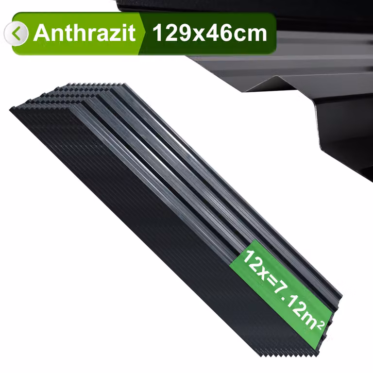 12/24/36x lamiera trapezoidale 129x46cm lamiera profilata antracite zincata lamiera di copertura per capannone carport - 12x = 7m²
