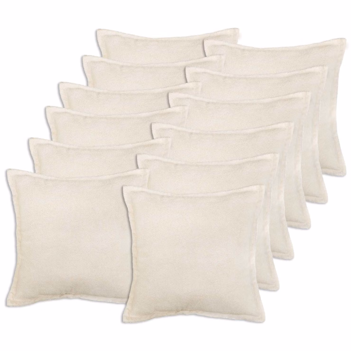 Set di 12 federe vidaXL HOUTEN in tessuto bouclé color beige, L 50 x P 50 cm