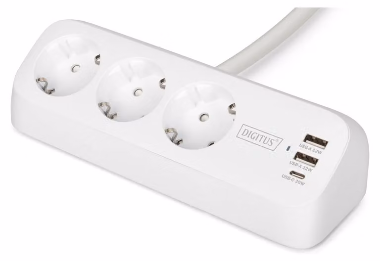 Digitus DA-70626 DIGITUS Steckdosenleiste 2x + 2USB  1,5m 12W 30W weiß