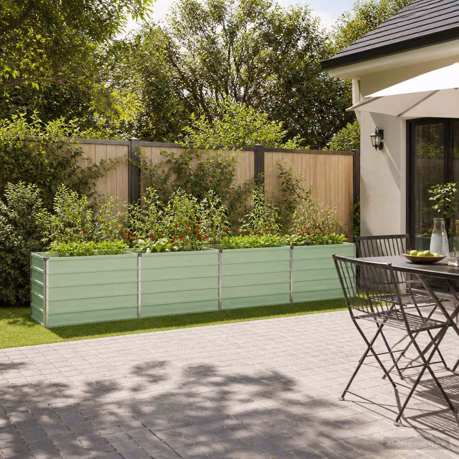 Letto rialzato da giardino vidaXL in metallo Verde, L: 320 cm, P: 40 cm, H: 55 cm