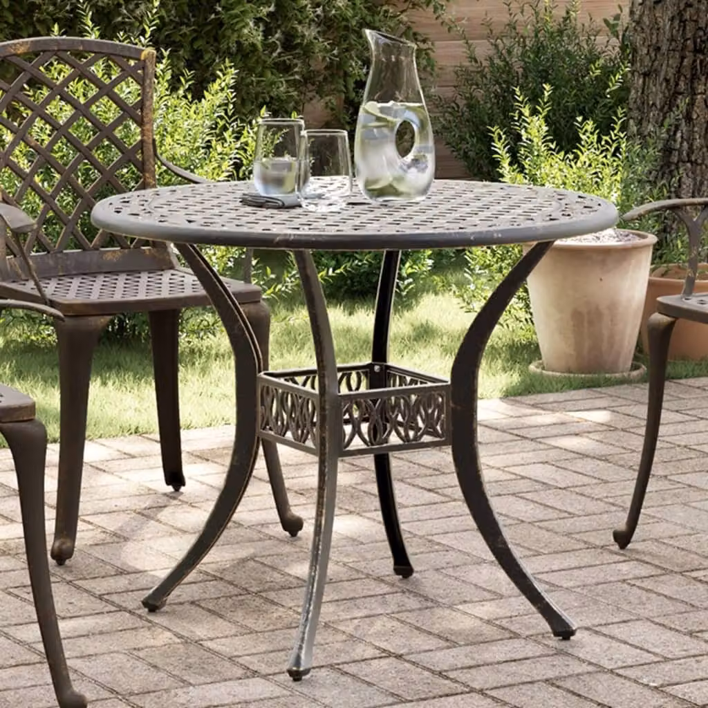 Maison Exclusive - Tavolo da giardino in bronzo, diametro 90 cm, altezza 75 cm, realizzato in alluminio pressofuso