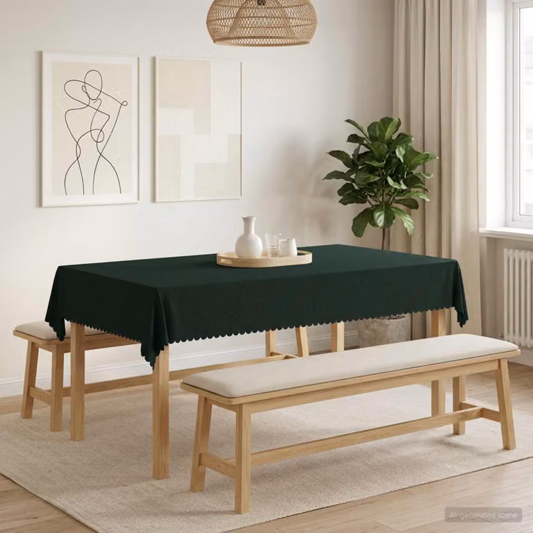 Tovaglia da Tavolo Rettangolare vidaXL in Jacquard Verde, Idrorepellente e Lavabile in Lavatrice, L 140 cm x P 260 cm