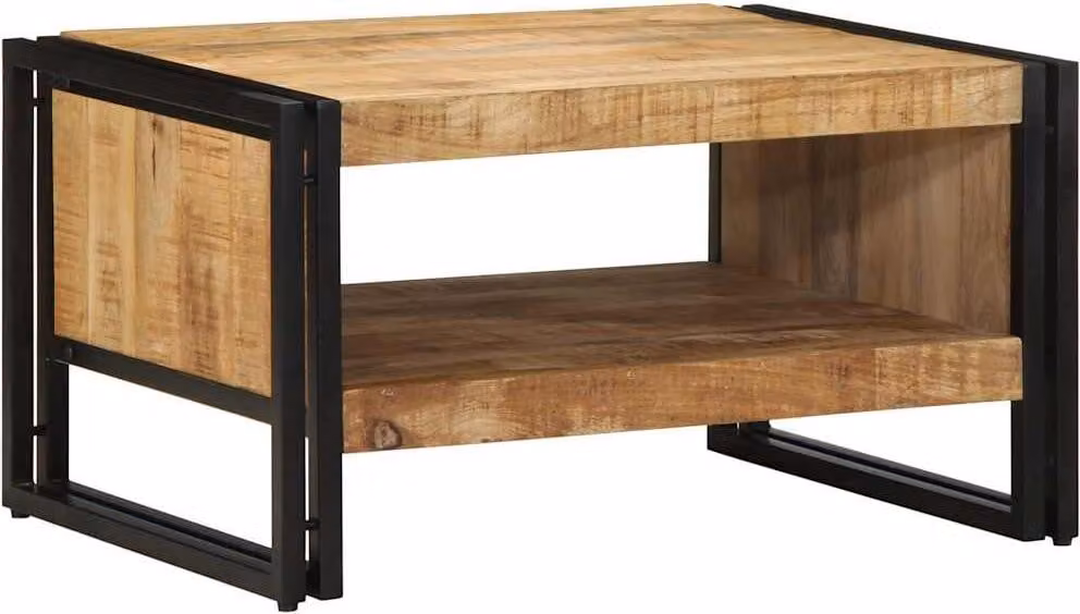 vidaXL Tavolino 70x50x38 cm Legno massiccio grezzo mango
