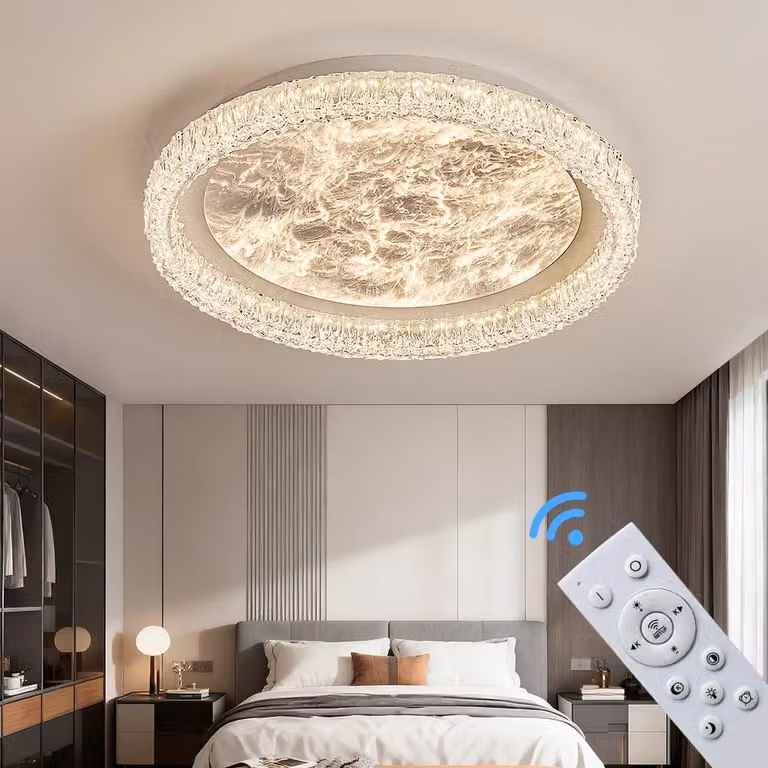 Plafoniera LED dimmerabile con telecomando, a variazione continua 3000-7000 K, a risparmio energetico e durevole, dal design moderno in bianco o nero, ideale per soggiorno, camera da letto e cucina (251-YX-WH)