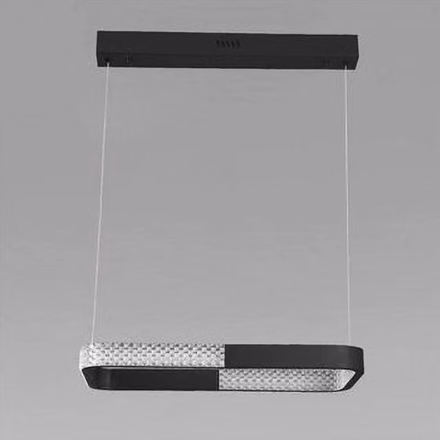 Lampadario a sospensione LED Trade Shop 24W rettangolare nero con cristallo e telecomando dimmabile