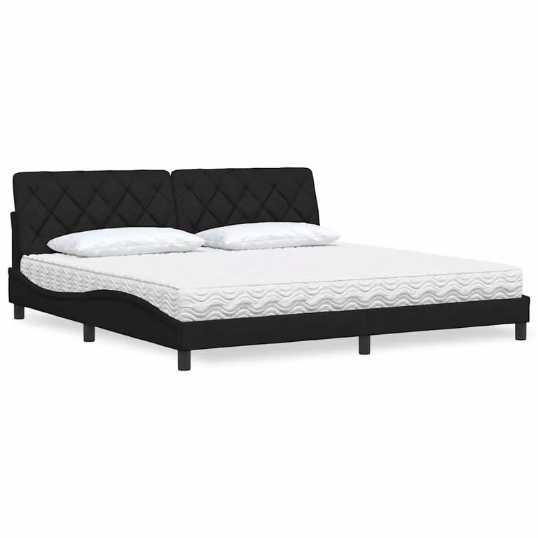 Letto con Materasso vidaXL in Tessuto Nero L/P/H: 200 x 200 x 74,5 cm