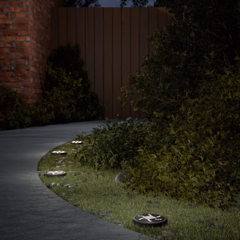 Set di 4 luci solari da esterno vidaXL con picchetti per giardino, LED bianco caldo, IP65