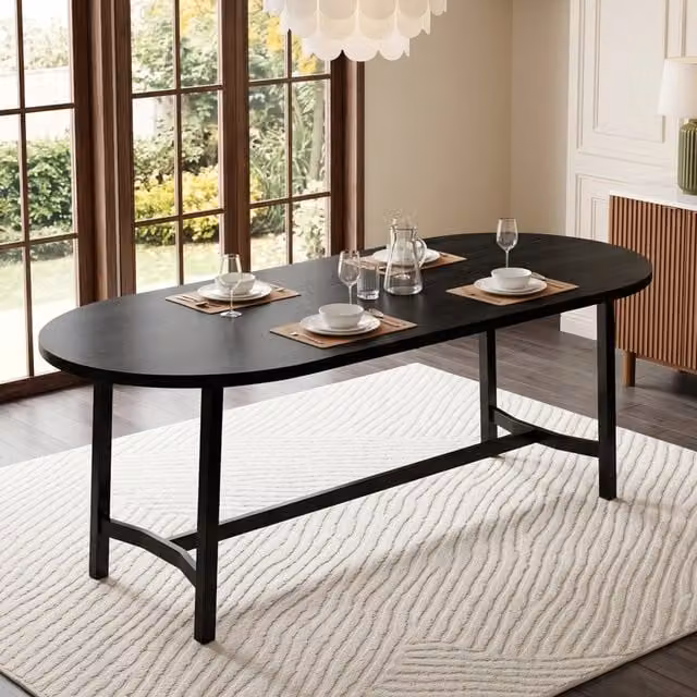 Tavolo da pranzo nero 180×80 cm con gambe in ferro