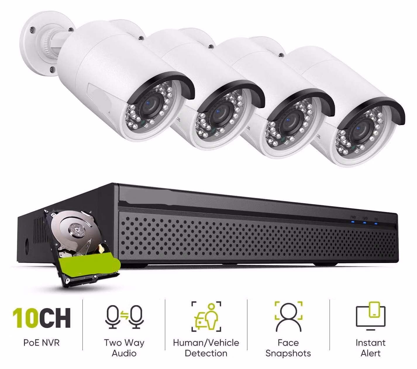 Telecamere di sicurezza - Sistemi di videosorveglianza - Telecamere CCTV - Sistema 4K 8MP Ultra HD PoE - Registratore NVR a 8 canali, H.265+