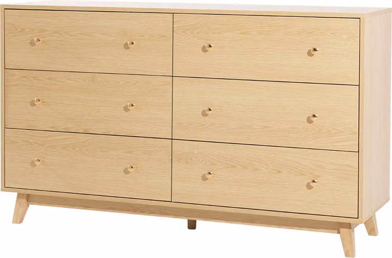 SucceBuy cassettiera in legno con 6 cassetti, guide e protezione antiribaltamento