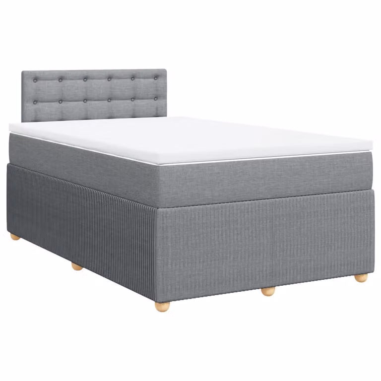 Giroletto a Molle con Materasso Grigio Chiaro 120x190cm Tessuto