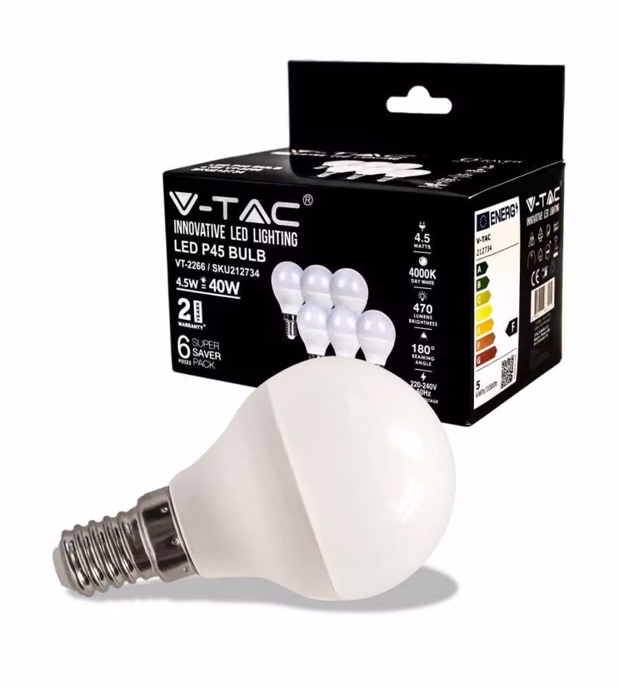V-TAC Lampadina LED - Bianco Naturale - 45x80mm
