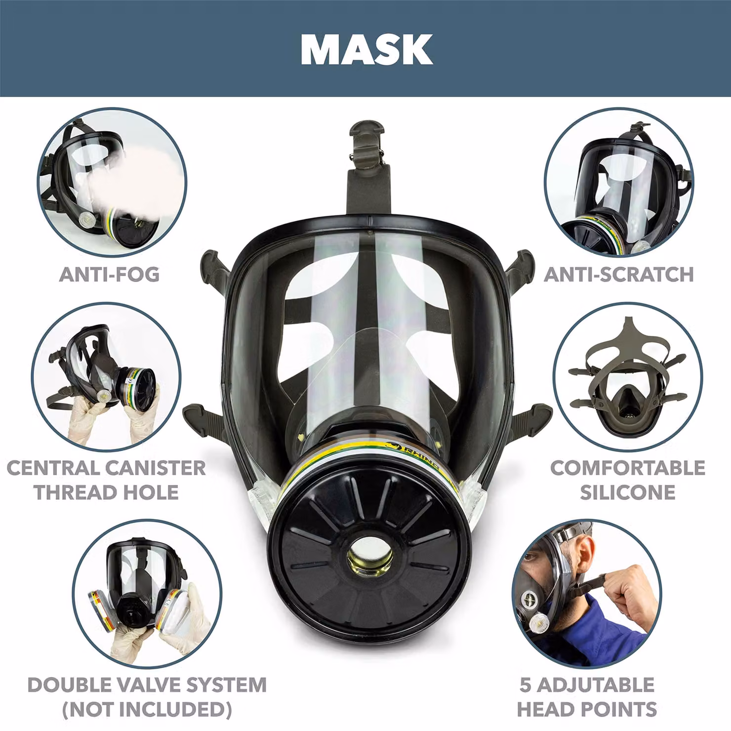 Maschera antigas a copertura completa, riutilizzabile, per vapori organici, confezione singola, maschera di protezione per il lavoro