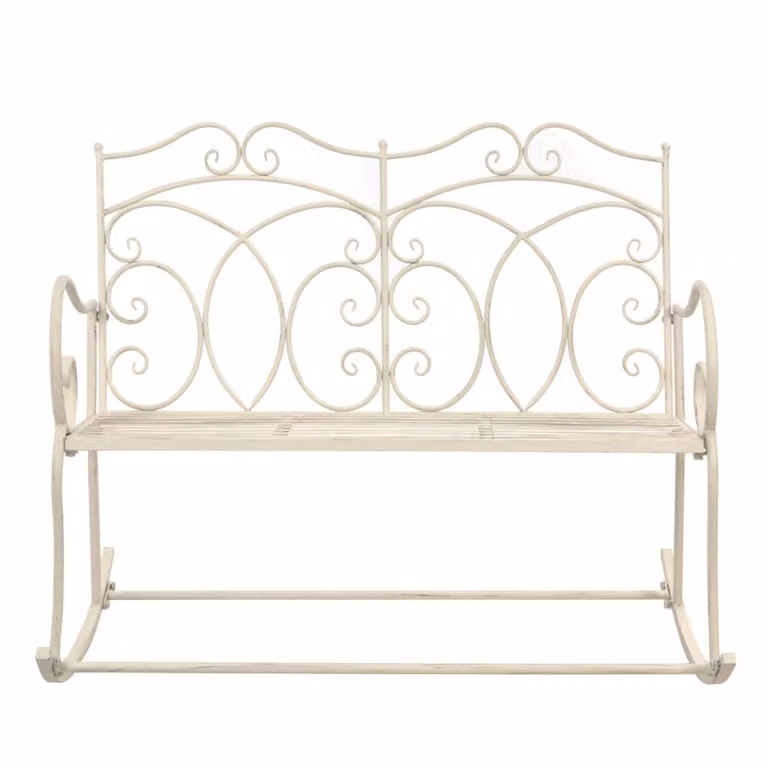 Panchina da giardino 104 cm in ferro bianco antico