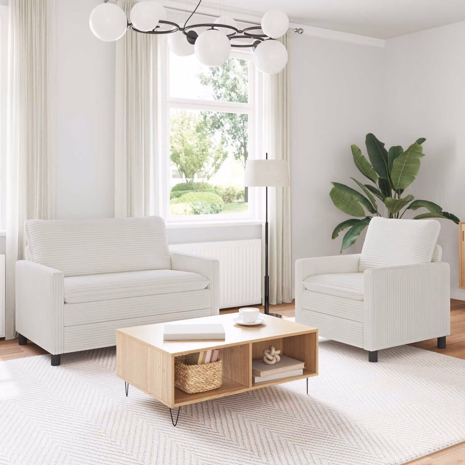 Set di 2 divani moderni vidaXL in tessuto beige con struttura in metallo e cuscini inclusi per il tuo soggiorno