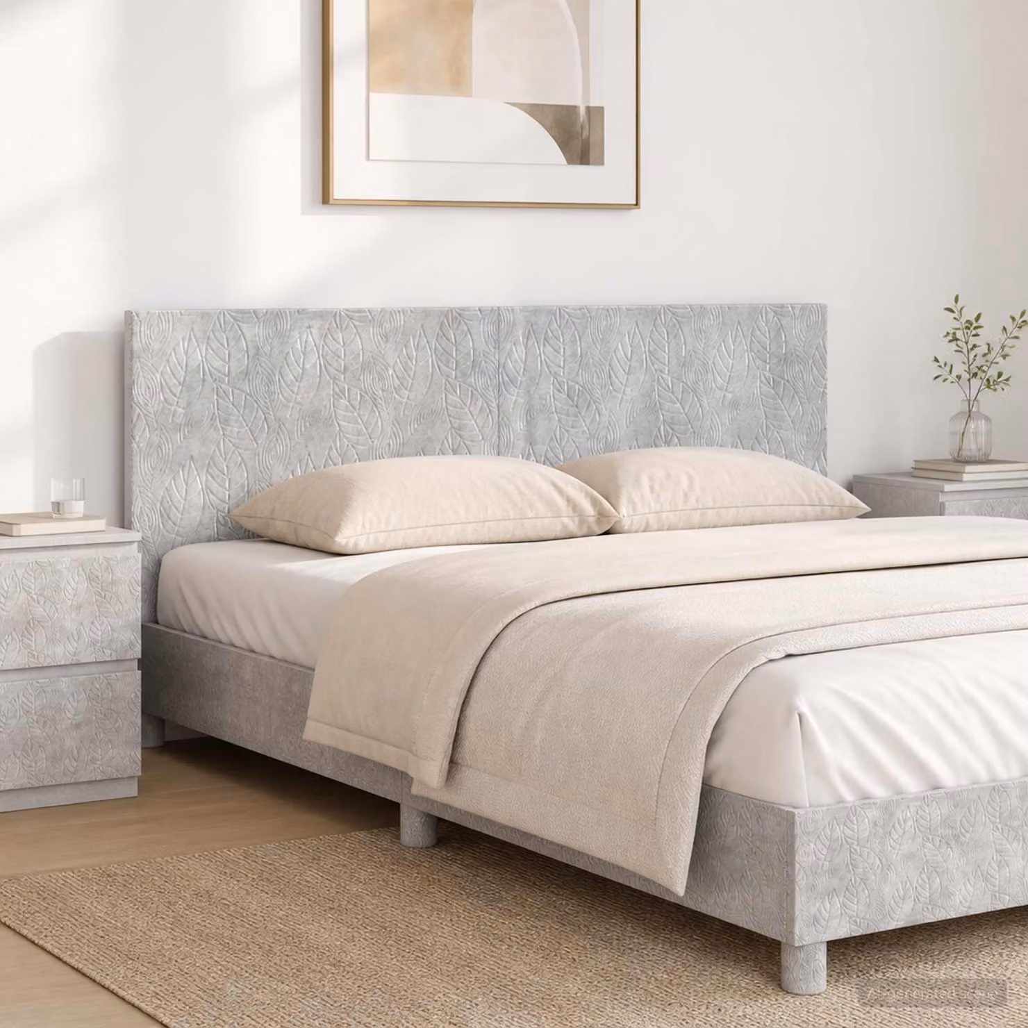Testiera da muro vidaXL DELFT moderna in tessuto grigio con ripiano integrato e pannello imbottito, L: 180 cm, H: 50 cm, P: 15,5 cm