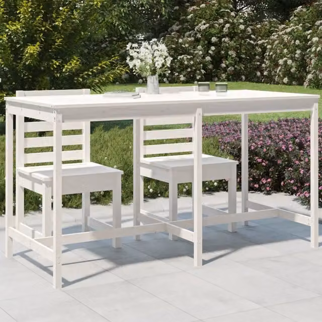 Tavolo da giardino rettangolare vidaXL in legno di pino bianco L: 203,5 cm, P: 90 cm, H: 110 cm