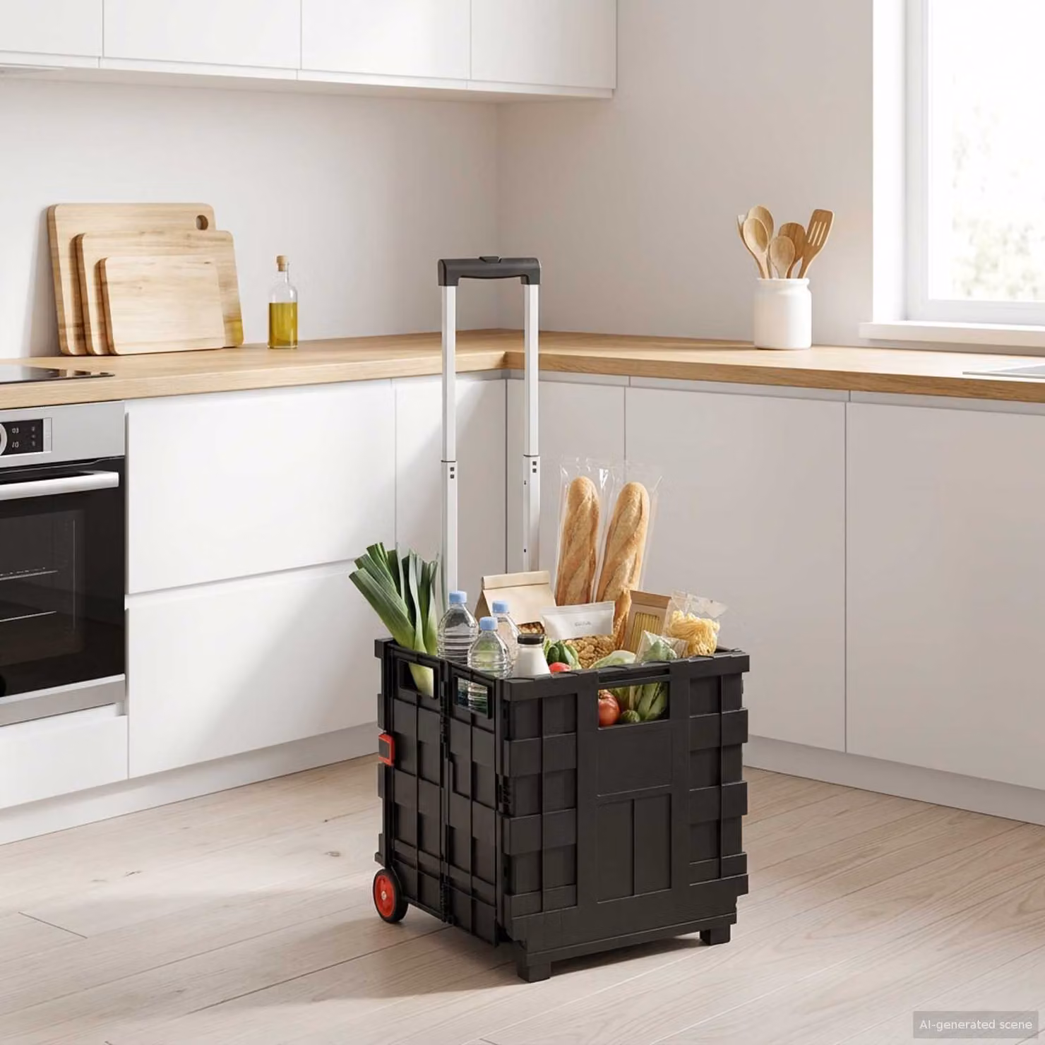 Carrello vidaXL in plastica nero e rosso L/P/H: 35 x 39 x 92 cm