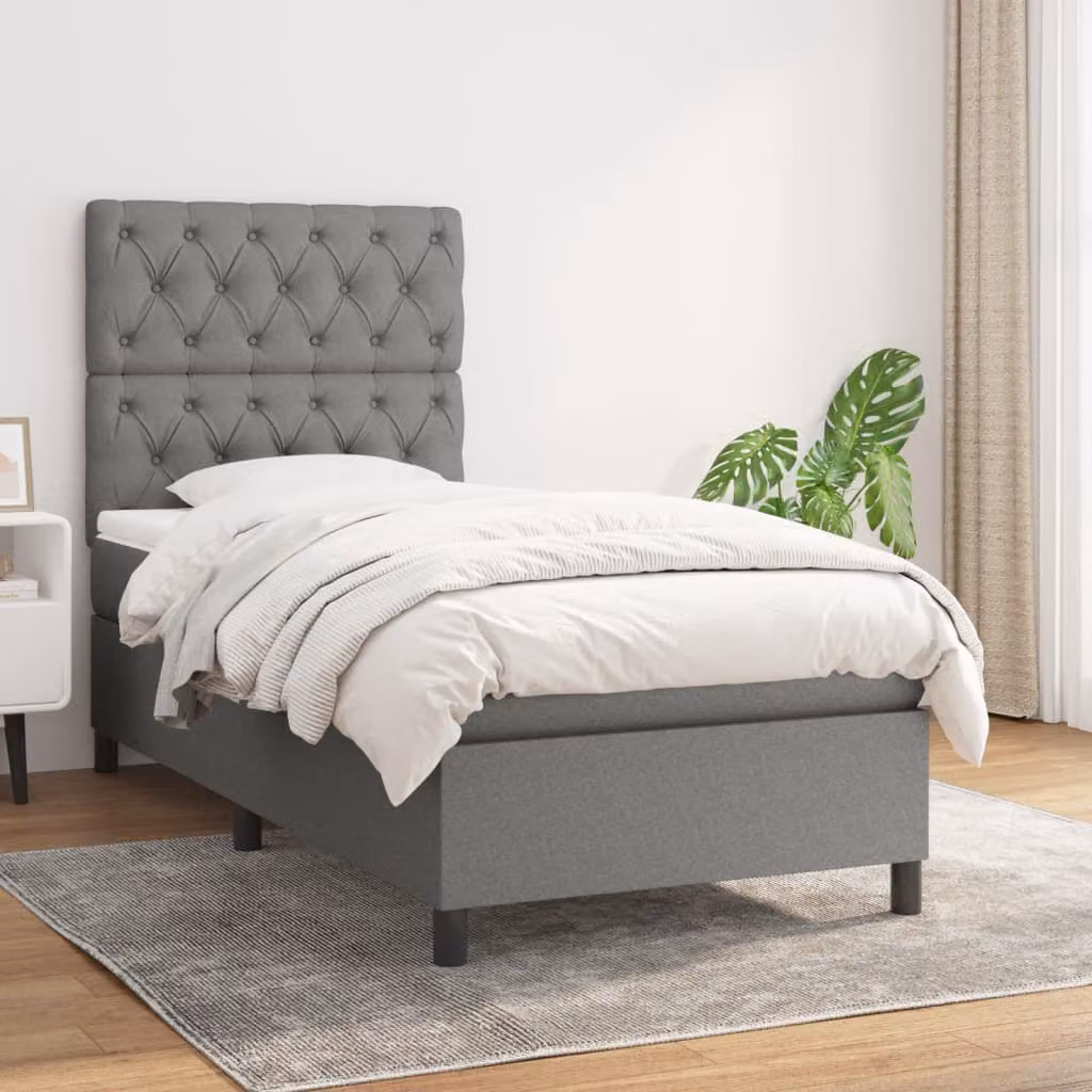 vidaXL Letto Ibrido con Giroletto a Molle e Materasso a Tasche Grigio e Bianco L/P/H: 203 x 80 x 128 cm