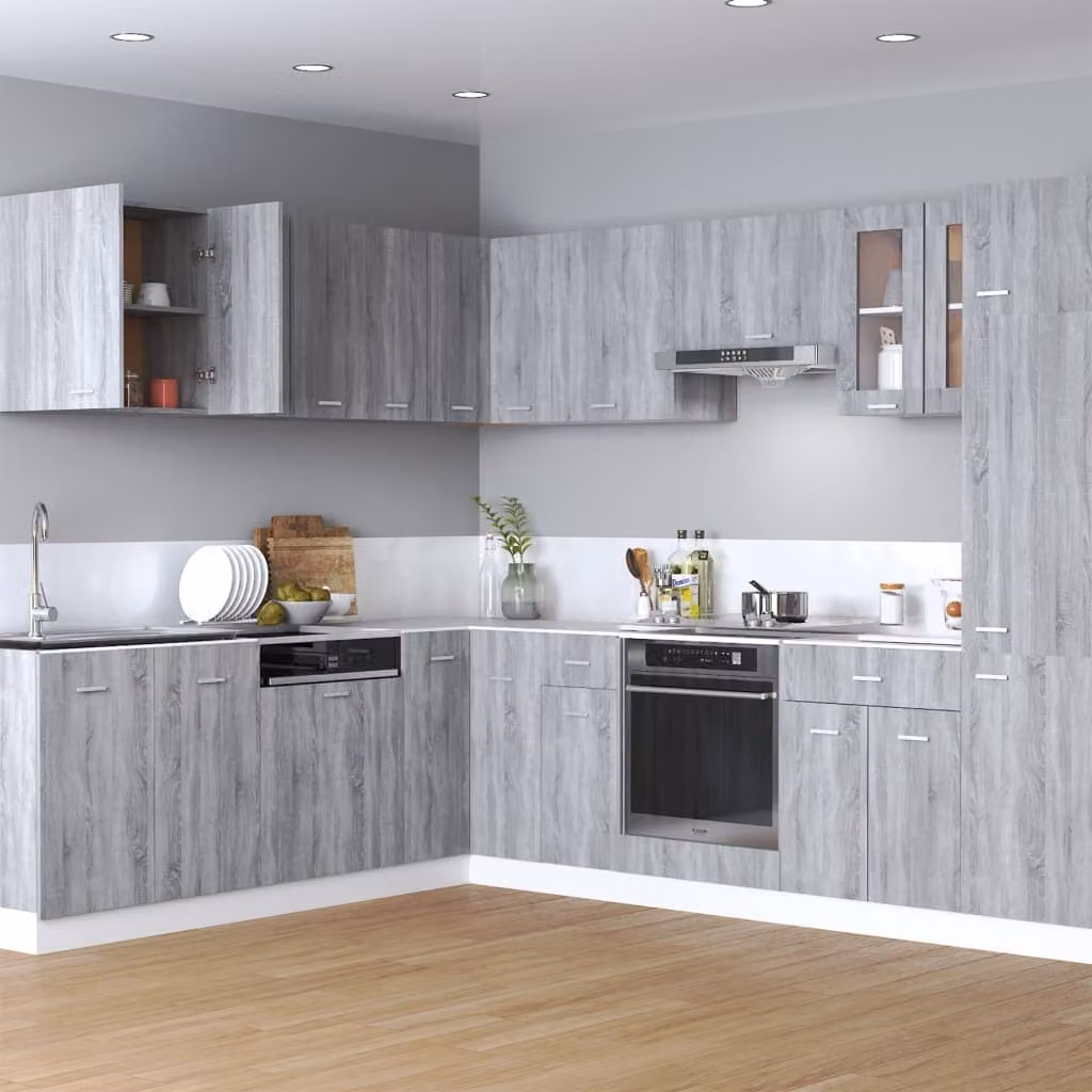 The Living Store Parete attrezzata Grey Sonoma 60x31x60 cm Materiale legno