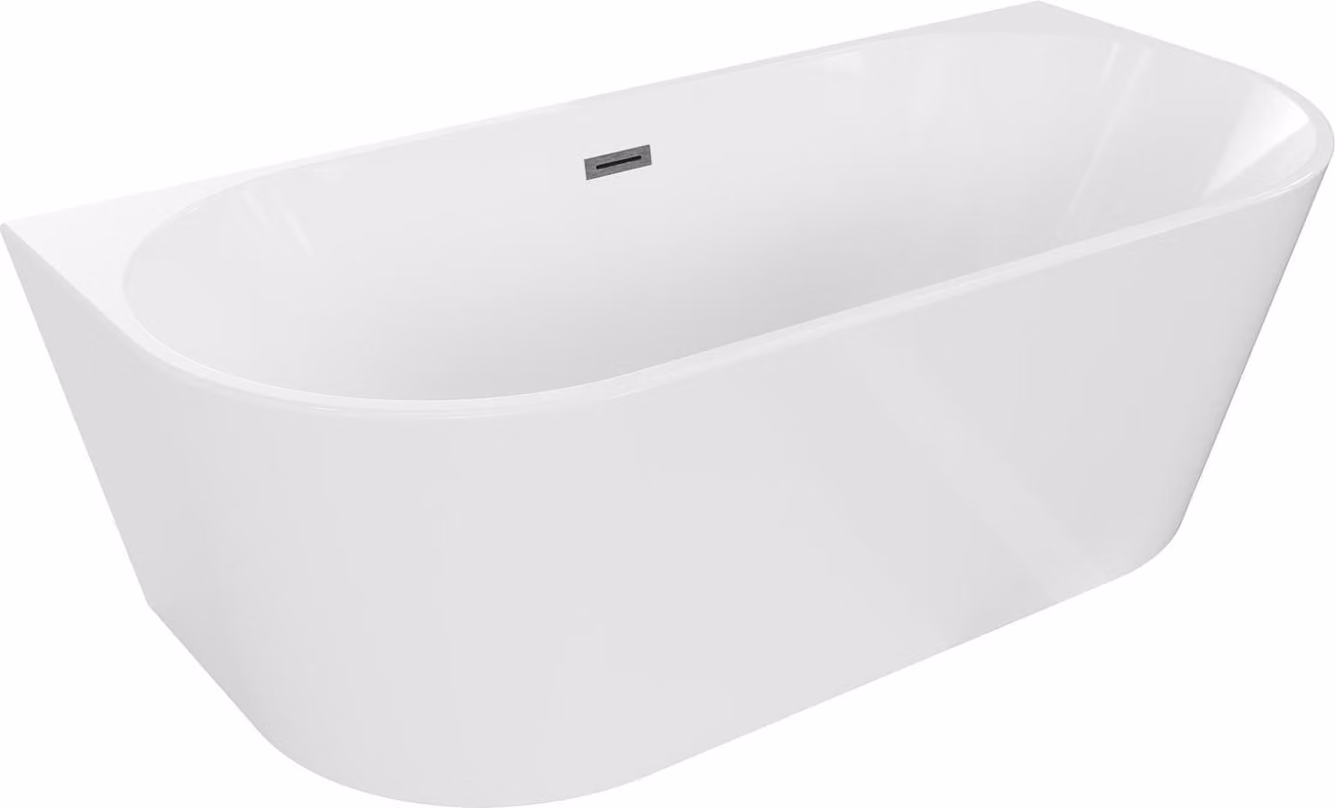 Mexen Oval vasca da bagno freestanding a parete 180 x 80 cm, bianca, troppopieno gun gray spazzolato - 52671808000-66