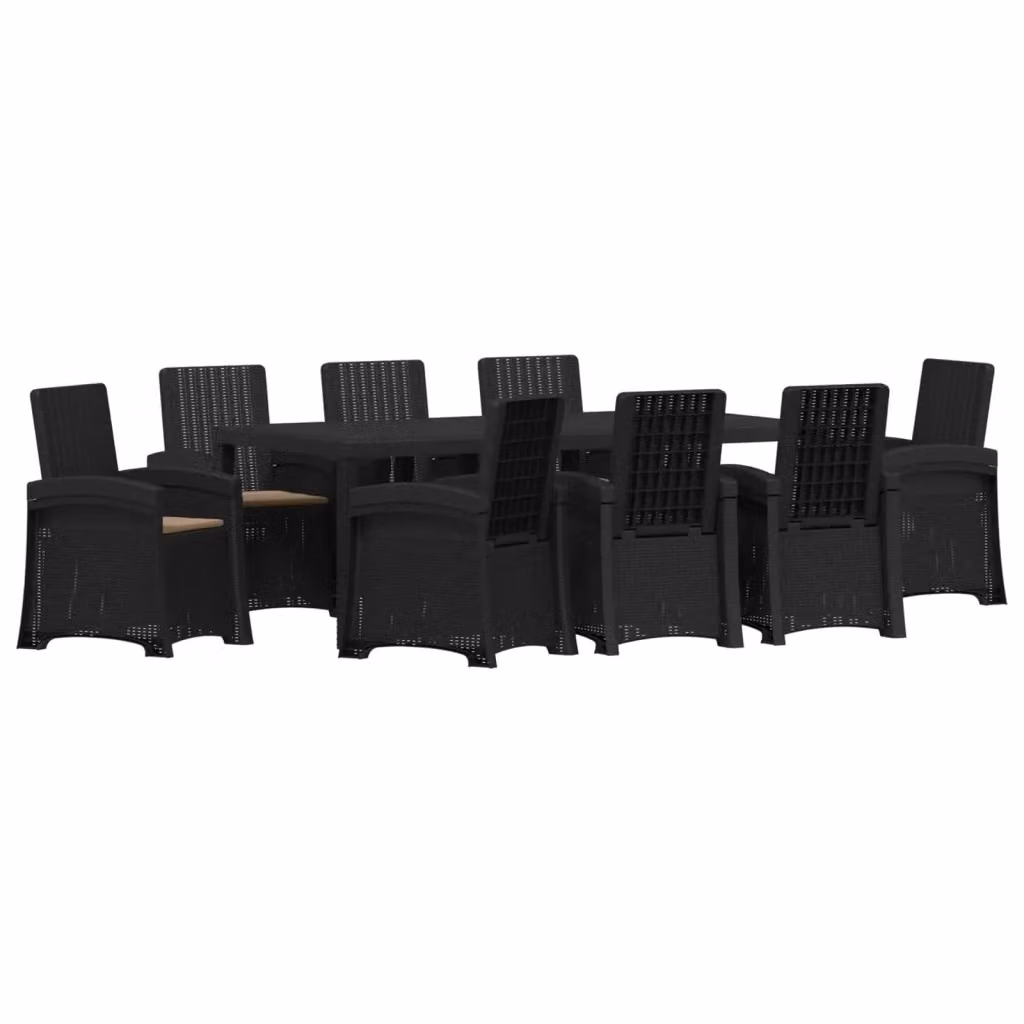 Set da pranzo per giardino e terrazzo vidaXL in rattan sintetico da 9 pezzi, colore antracite e beige – 2