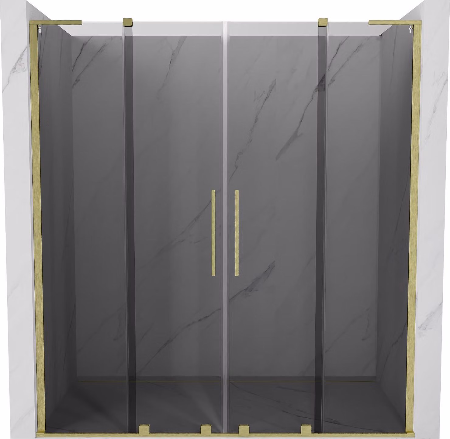 Mexen Velar L Duo porte doccia scorrevoli 180 cm, grafite, dorate spazzolate - 871-180-003-42-55