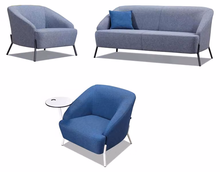 Grau-Blaue Sofagarnitur Designer Polstercouchen Moderner 2-Sitzer Sessel