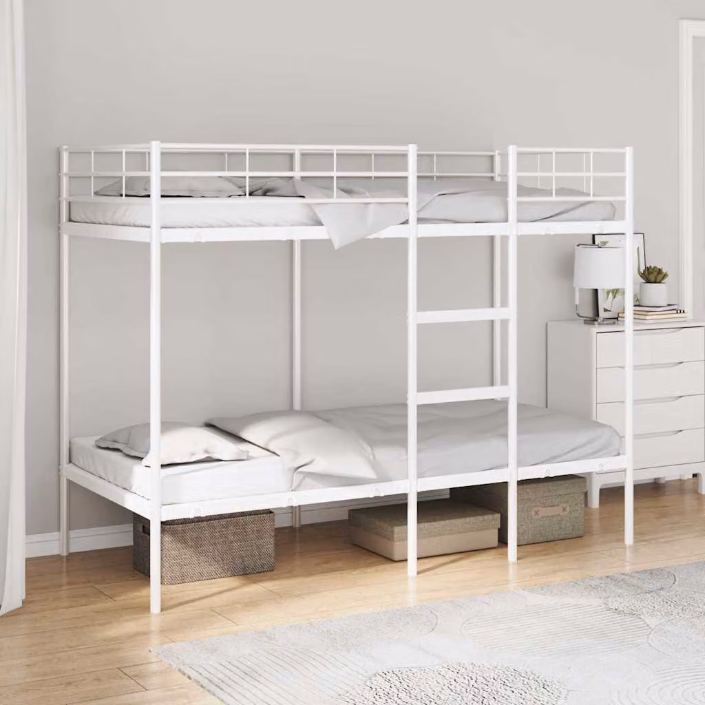 Letto a castello vidaXL in metallo bianco per bambini L/P/H: 200 x 90 x 150 cm