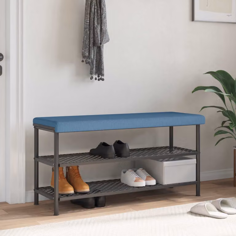 Cuscino per panchina vidaXL in corduroy blu con imbottitura in schiuma, L: 110 cm, P: 35 cm