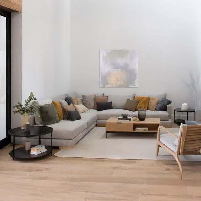 Luxor Living Sofà Letto Angolare a L da 5 Posti con Lato Sinistro, Rivestimento in Tessuto Grigio e Struttura in Legno Solido – 1