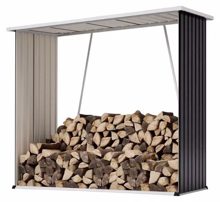 Capanno per legna da ardere, in acciaio zincato, dimensioni 172 cm x 88 cm x 148 cm, capacità di 1,76 m³, design rialzato, tetto inclinato