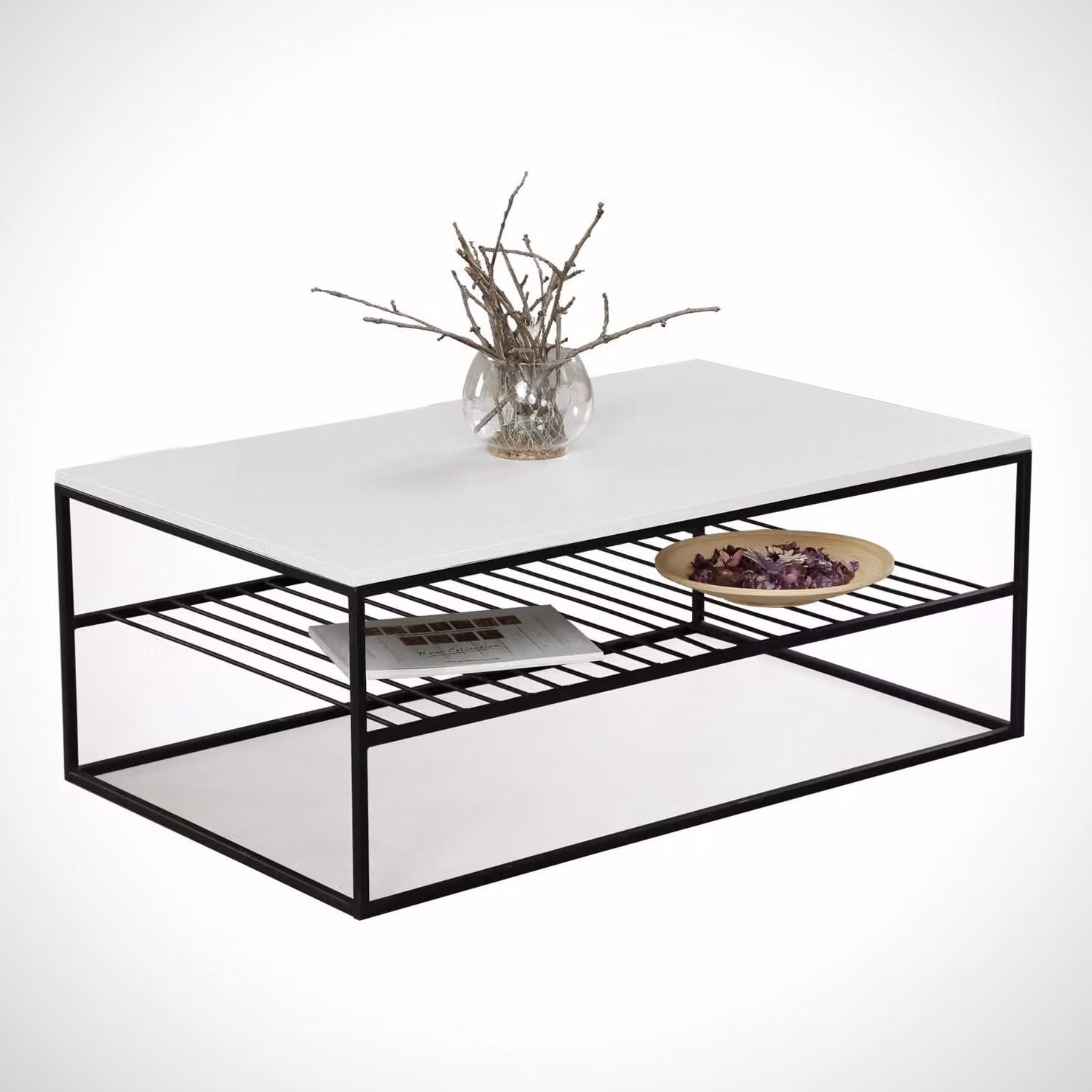 Skye Decor, Etna - Bianco, tavolini da salotto, bianco, pannello melaminico, 95 x 43 x 55 cm