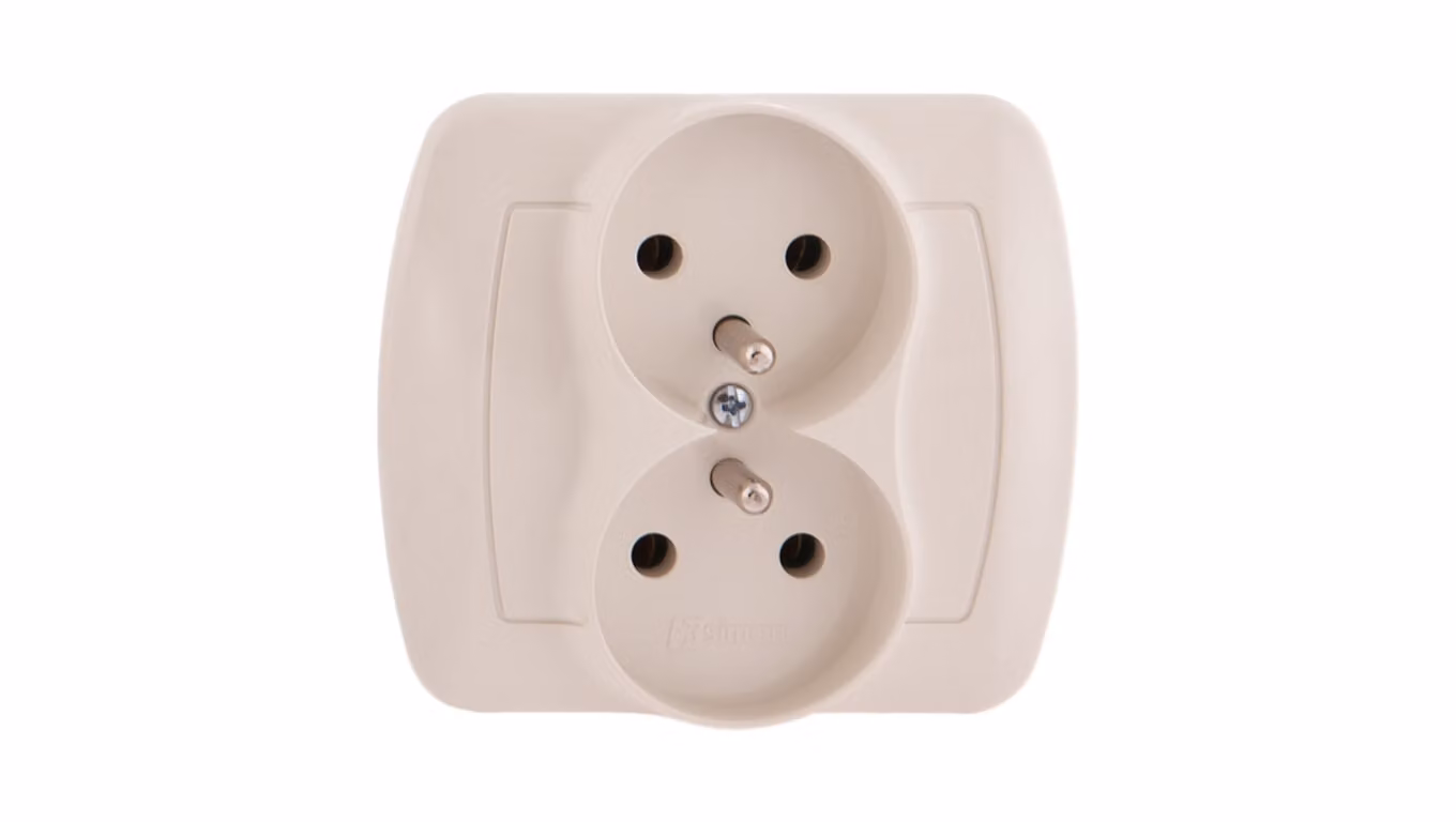 Simon Accord Presa doppia c/u 16A IP20 beige AGZ2/12