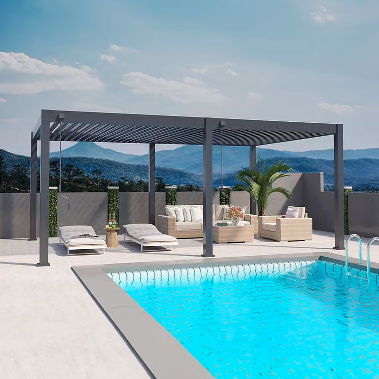 Pergola Weide Deluxe Plus interamente in alluminio 4x6 m con tetto a lamelle, autoportante, antracite
