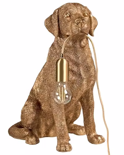 Beliani Lampada da tavolo a tema animale a forma di cane Lampada da lettura per camera da letto Oro