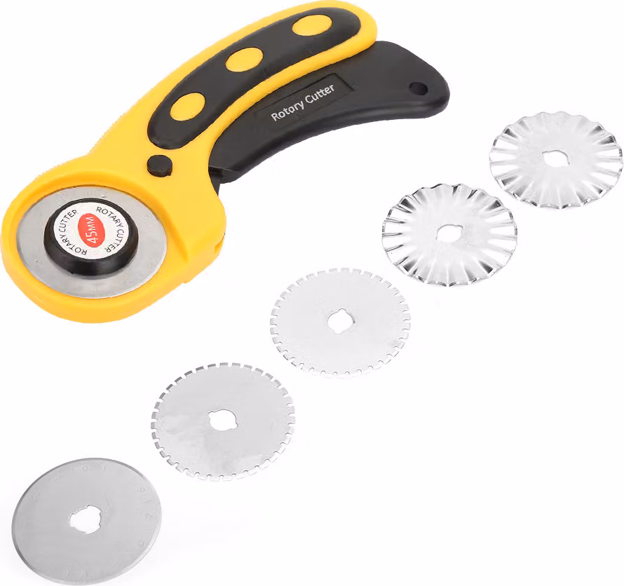 taglierina rotante da 45 mm con lame per tessuto, pelle, carta e vinile, strumento per cucire patchwork artigianali fai da te