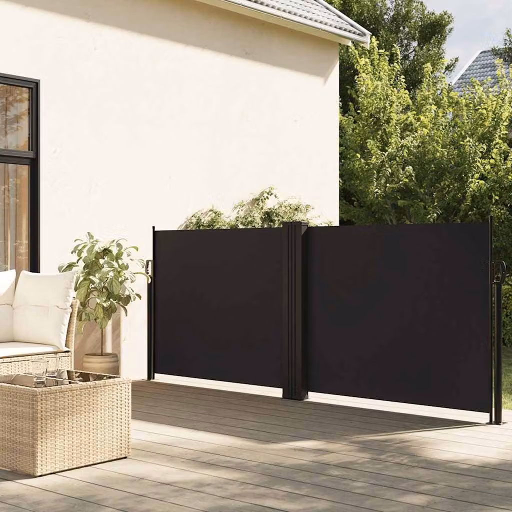 Tenda da sole laterale retrattile vidaXL in poliestere nera L: 120 cm, P: 1200 cm