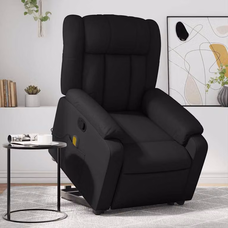 vidaXL Poltrona Alzapersona Reclinabile con Assistenza Elettrica in Similpelle Nera