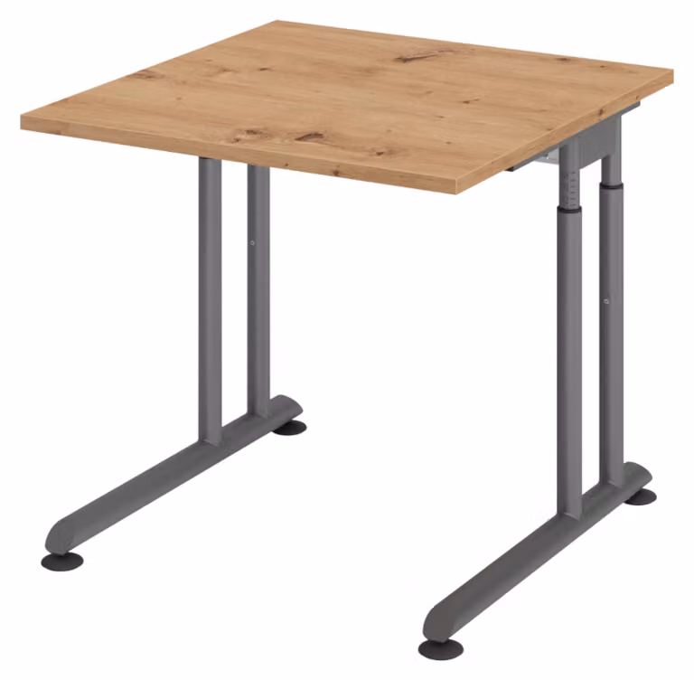 bümö Scrivania Serie-Z - Decorazione: rovere nodoso, dimensioni: 80 x 80 cm, struttura: grafite