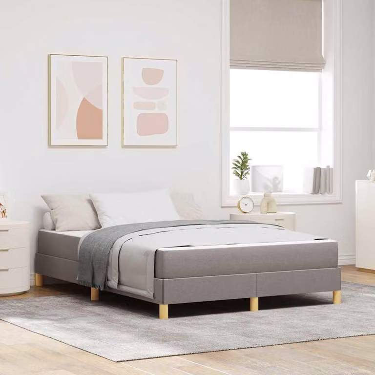 Letto con rete a molle "Maison Exclusive", color taupe, 140 x 190 cm, rivestito in tessuto