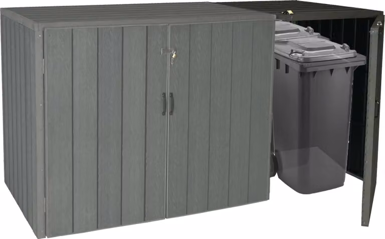 XL 1/2 WPC estensione del coperchio del cestino HWC-J28, cestino di , aspetto legno metallo ~ grigio
