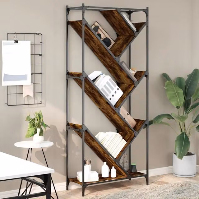 Libreria Design Mania in Rovere Fumo con Struttura in Metallo, L 79 cm x P 30 cm x H 180 cm – 1