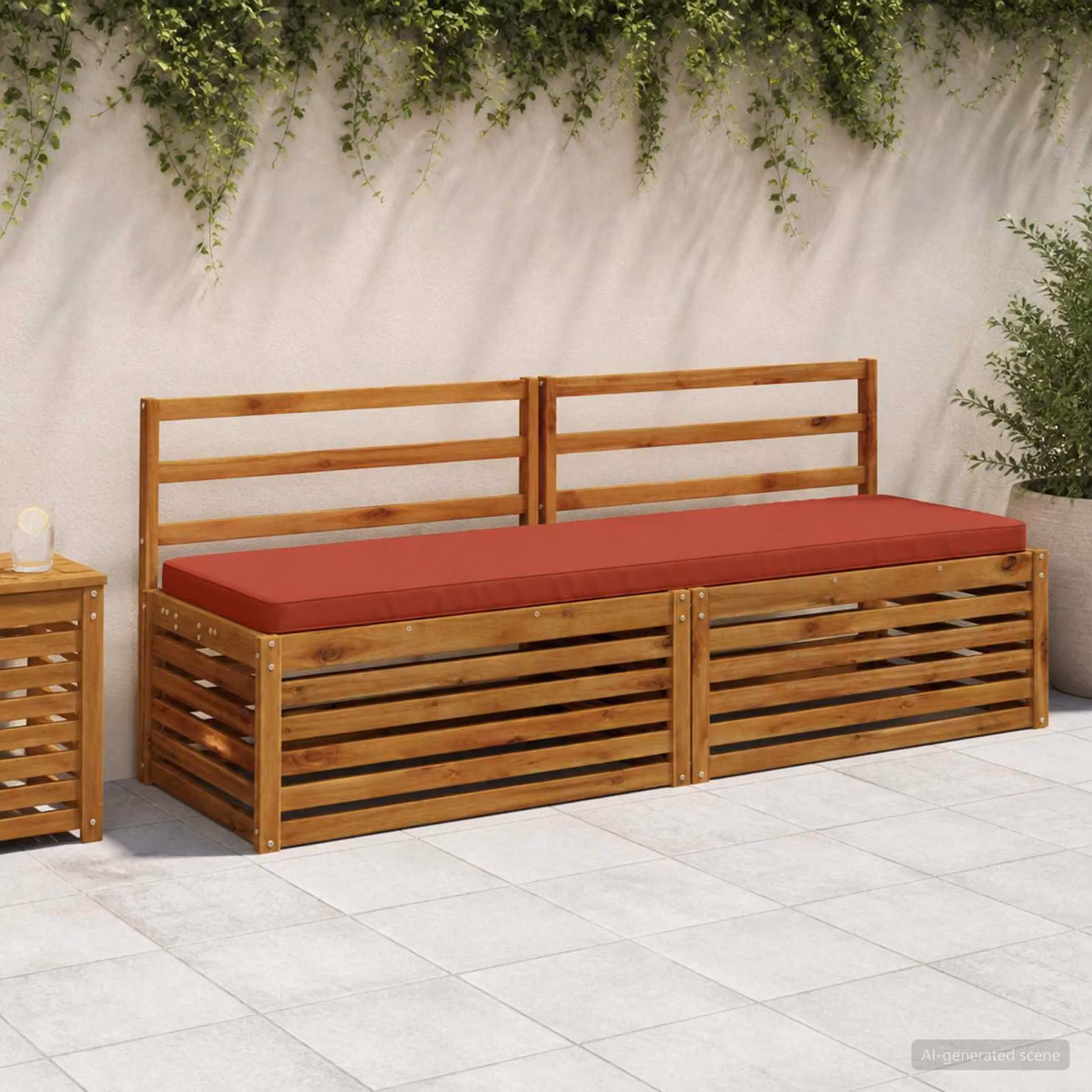 Set di 2 cuscini per panchina vidaXL VUGHT in poliestere rosso con rivestimento rimovibile e resistenza ai raggi UV