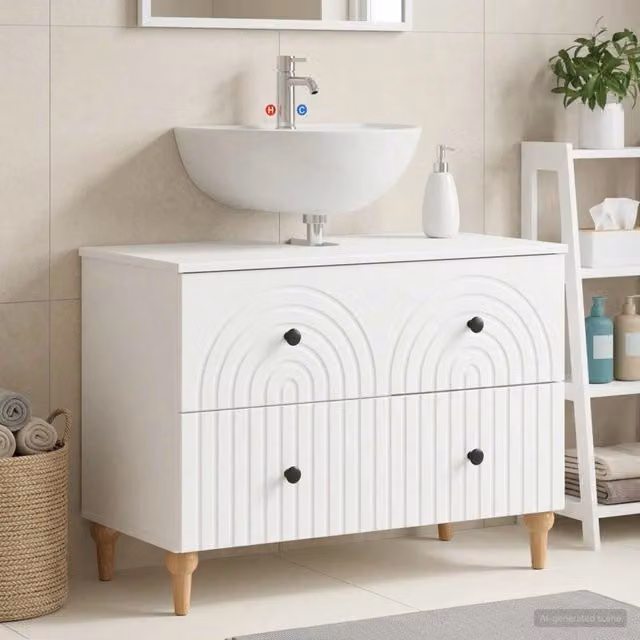 Armadio per lavabo da bagno ALKMAAR vidaXL Bianco L: 82 cm, P: 41 cm, H: 59 cm