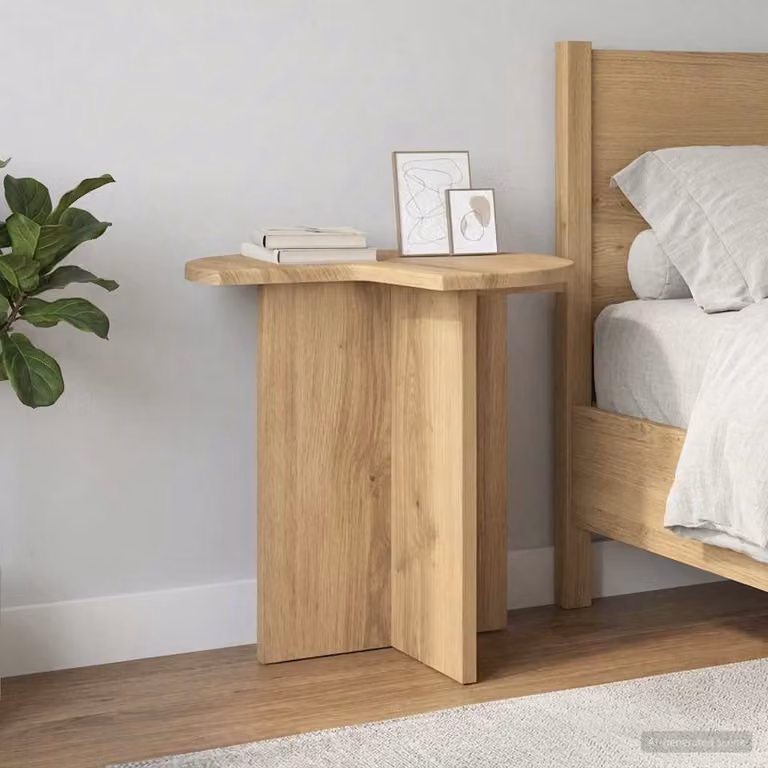 Tavolo laterale rotondo vidaXL in legno color marrone con finitura opaca, Diametro: 39 cm, Altezza: 38 cm